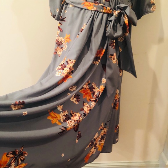 EShakti Pleated Floral Print Crepe Maxi Dress NWOT - Picture 7 of 11